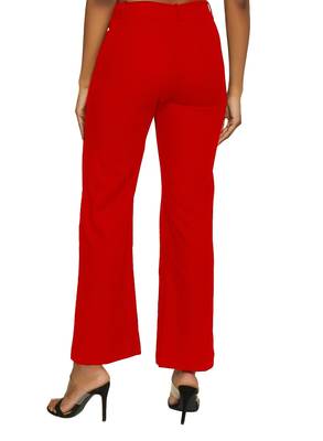Red plain polyester trousers 2