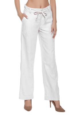 White plain polyester trousers 1