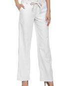 White plain polyester trousers