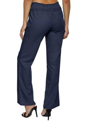 Blue embroidered polyester trousers 2