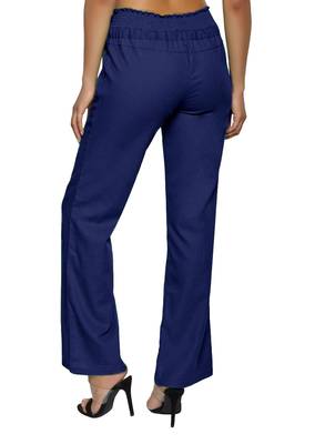 Royal-blue embroidered polyester trousers 2