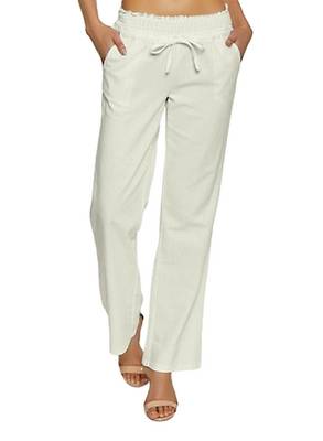 Off-white embroidered polyester trousers 1