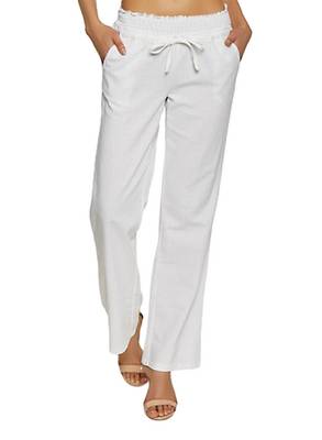 White embroidered polyester trousers 1