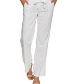 White embroidered polyester trousers