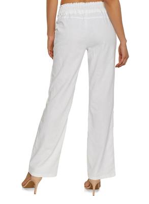 White embroidered polyester trousers 2