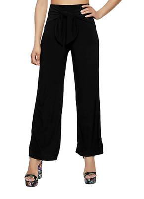 Black plain polyester trousers 1