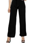 Black plain polyester trousers
