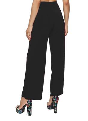 Black plain polyester trousers 2