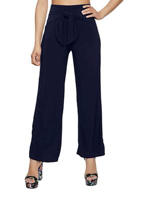 Blue plain polyester trousers 1
