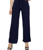 Blue plain polyester trousers