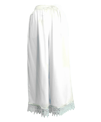 White plain polyester palazzo-pants 1