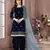 Navy-blue embroidered velvet salwar Kameez