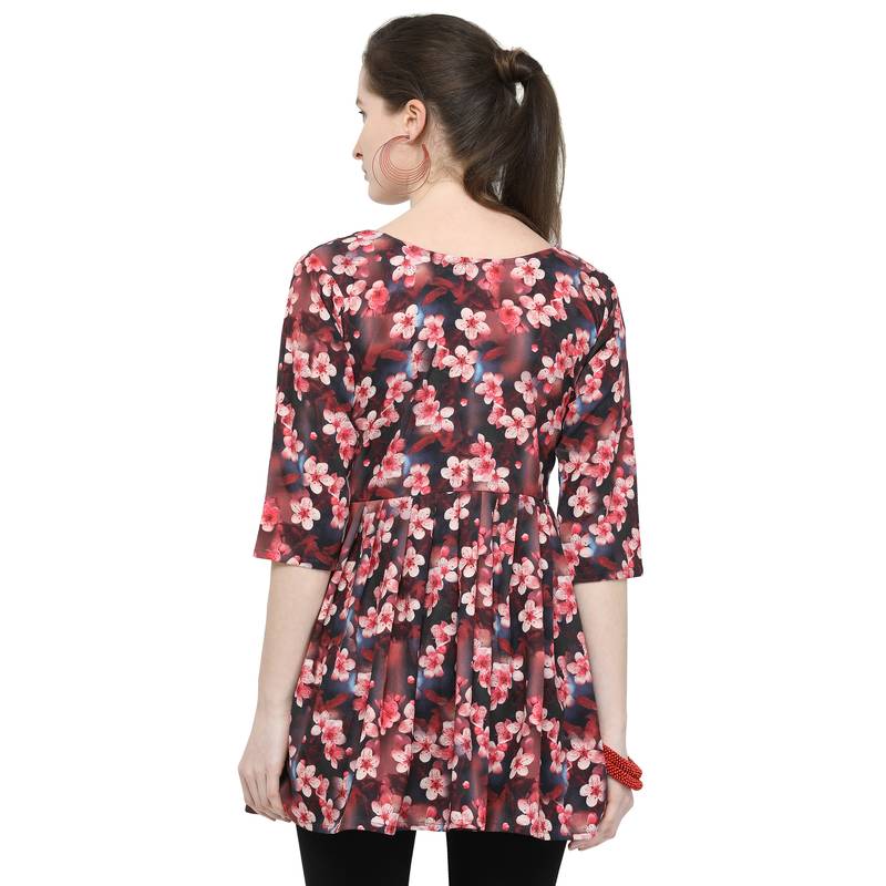 Red printed polyester tunics