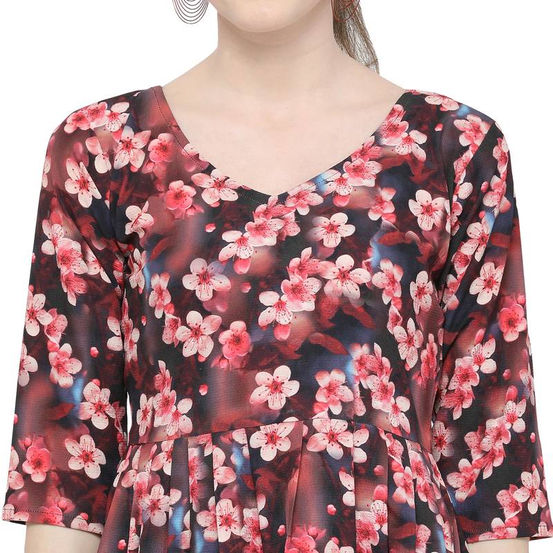 Red printed polyester tunics