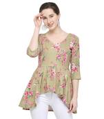 Beige printed polyester tunics