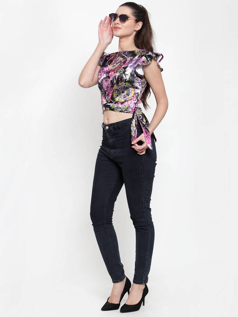 Multicolor printed polyester croptops Just Wow 3185287