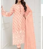 Peach embroidered georgette salwar