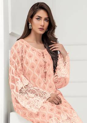 Peach embroidered georgette salwar 2
