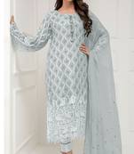 Light-grey embroidered georgette salwar