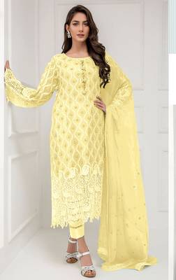 Yellow embroidered georgette salwar 1