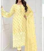 Yellow embroidered georgette salwar