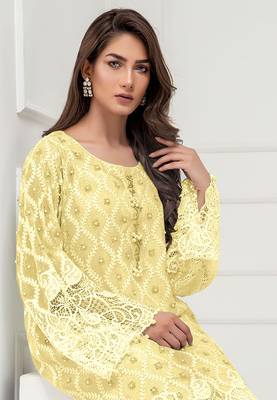 Yellow embroidered georgette salwar 2