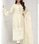 Light-beige embroidered georgette salwar