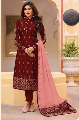 Red embroidered silk salwar 1