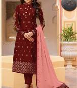Red embroidered silk salwar