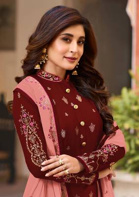 Red embroidered silk salwar 2