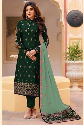 Green embroidered silk salwar 1