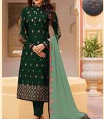 Green embroidered silk salwar