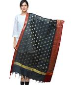 Women's black Banarasi Kora Silk Zari Dupatta