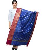 Women's blue Banarasi Kora Silk Zari Dupatta