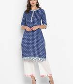 Women blue Printed Straight Kurta