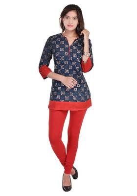Blue Cotton A-line Kurti 1