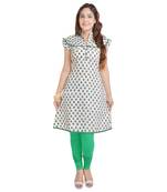 White Cotton A-line Kurti