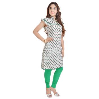 White Cotton A-line Kurti 2