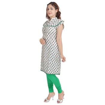 White Cotton A-line Kurti 3