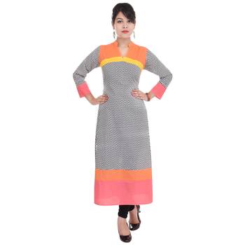 Women Black Printed Straight Kurta 1