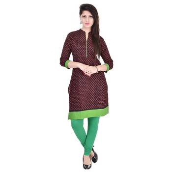Women Green Printed Straight Kurta 1