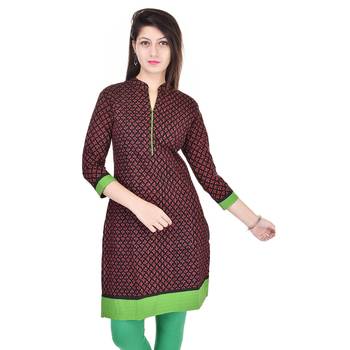 Women Green Printed Straight Kurta 2