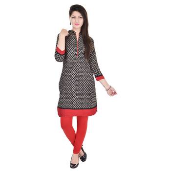 Women Red Printed Straight Kurta 1