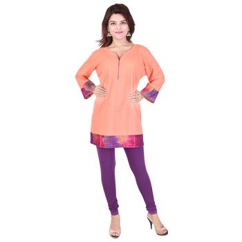 Women Orange Printed Straight Kurta 1