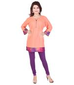Women Orange Printed Straight Kurta