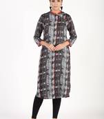 Women Black Printed Straight Kurta