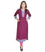 Purple Cotton Straight Kurti