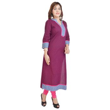 Purple Cotton Straight Kurti 2