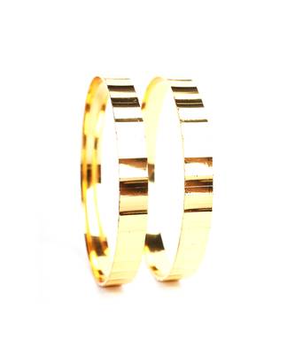 Gold Plated Traditional Designer Plain Bangles Set Of 2 4