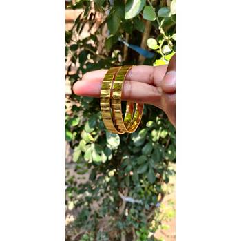 Gold Plated Traditional Designer Plain Bangles Set Of 2 5